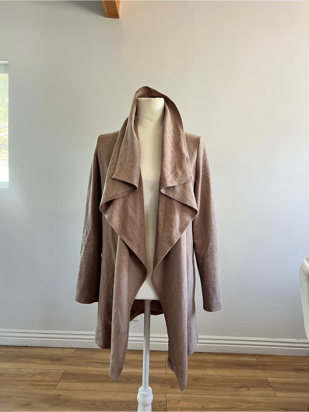 ANGL Women’s Draped WOOL Open Front Coatigan, Boho, Western, Preppy